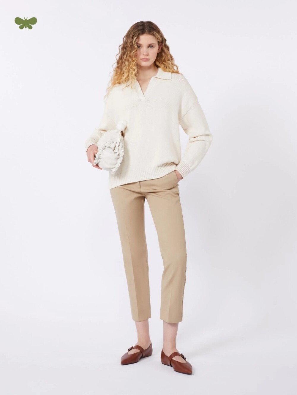 Weekend Max Mara Gigante Fit W13 Stretch Cigarette Pants Beige Tailored 13